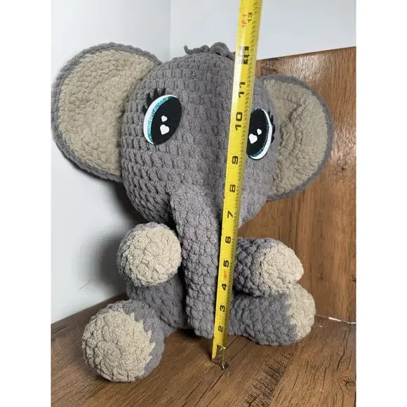 Adorable Handmade Elephant Crocheted Stuffed Animal All Plush Toy 16” - Picture 2 of 6